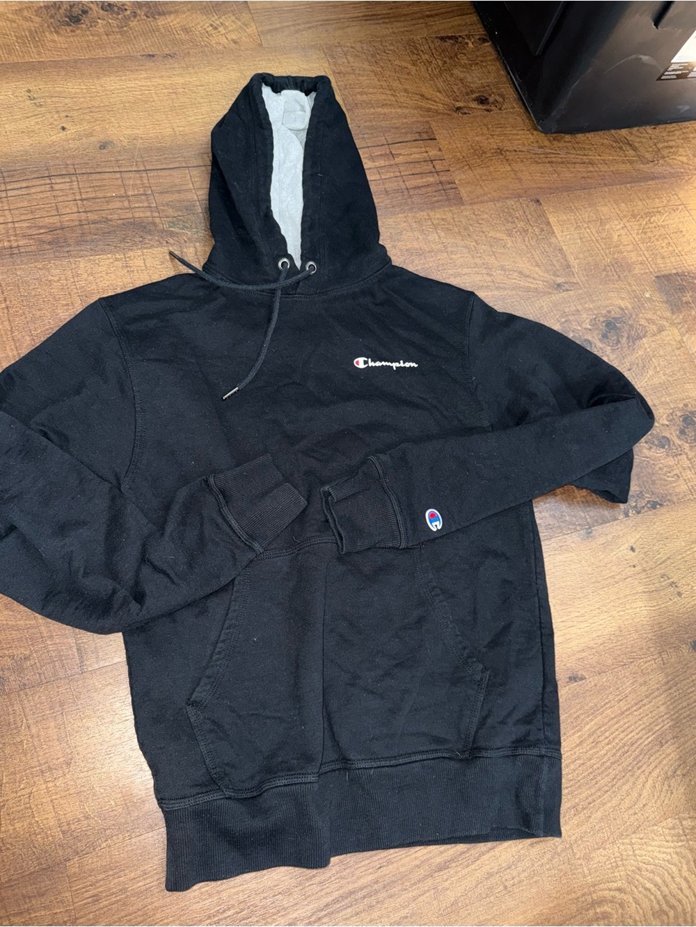 Champion Black Hooded Pullover Sweatshirt